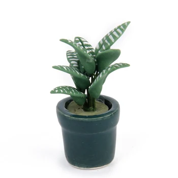 

1/12 green bowl plant Dollhouse miniature garden accessory