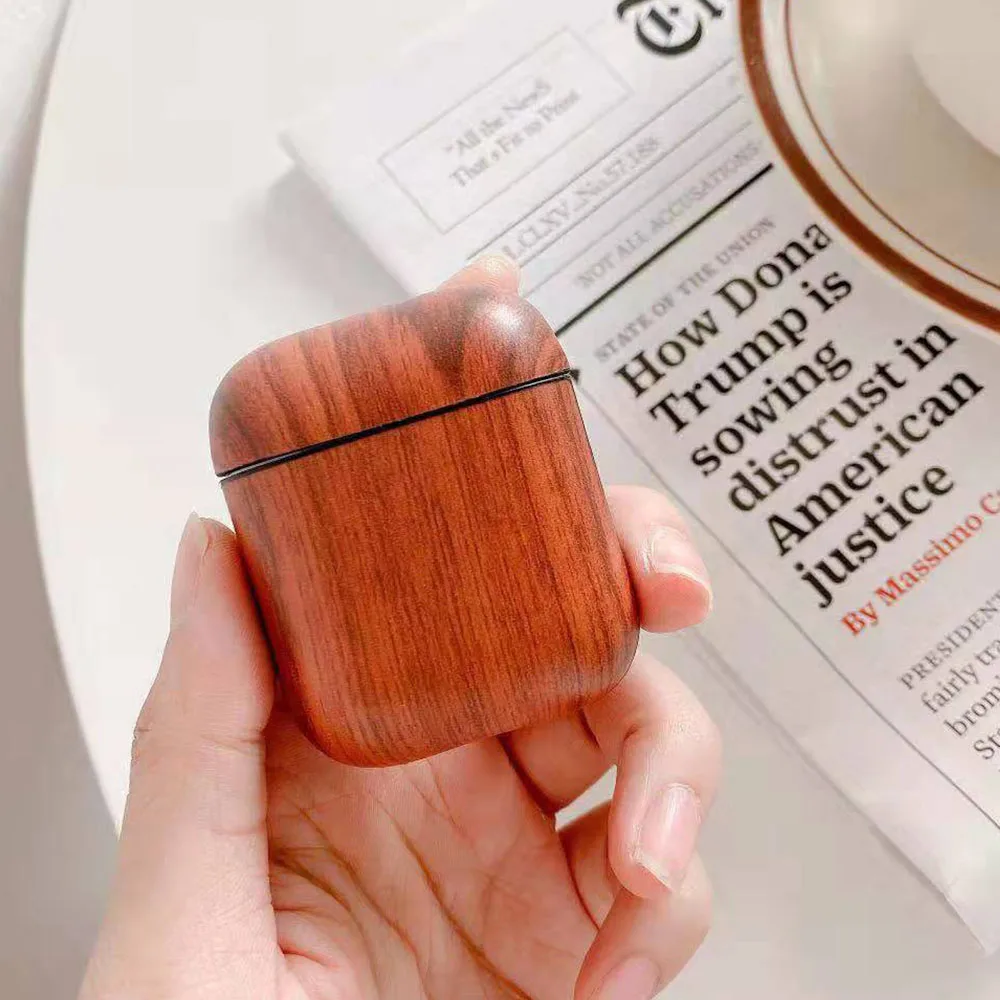 

Wood Grain Soft TPU Business Charging Box Case for AirPod 2 3 Luxury Wood Pattern Earphone Cover for AirPods 2 Pro Case