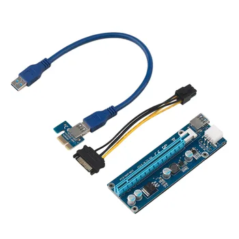 

PCIE 1X To 16X 6Pin Extender Riser Card Adapter Cable 0.6M Extender Riser Card Cable With USB 3.0 Cable Wholesale