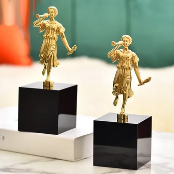 

CREATIVE PURE CUPPER CHARACTER ART SCULPTURE BAND FIGURE STATUE COPPER CRAFTS LUXURIOUS LIVING ROOM DECORATIONS FOR HOME R3517