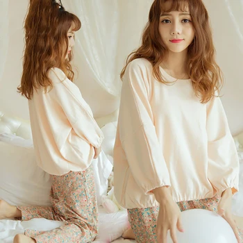 

Wholesale Pajamas Sets Spring Autumn Thin Carton Generation Women Long Sleepwear Suit Home Women Gift Female Sleepwear