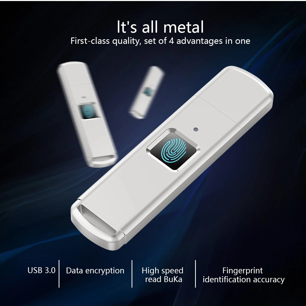 Fingerprint Recognition USB3.0 Flash Drive Privacy Encrypted Security 256GB 128GB 64GB 32GB