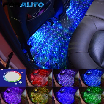 

FORAUTO 4 In 1 RGB Ambient Lamp Car Interior Foot Floor Lights Music Sound Control/Normal USB Car LED Atmosphere Lights