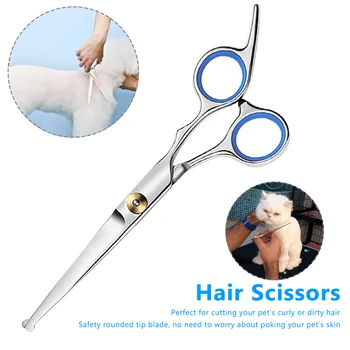

New Stainless Steel Pet Gromming Curved Blade Scissors Cutting Hair Scissors Barber Up Curved Down Straight Tooth Scissors 2020