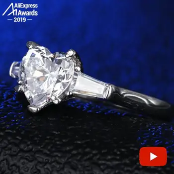 

Heart Cut 8MM Sona Fine Engraving Ring S925 Sterling silver Diamond Custom ring Marry me ring 925 heart cut 5 claws