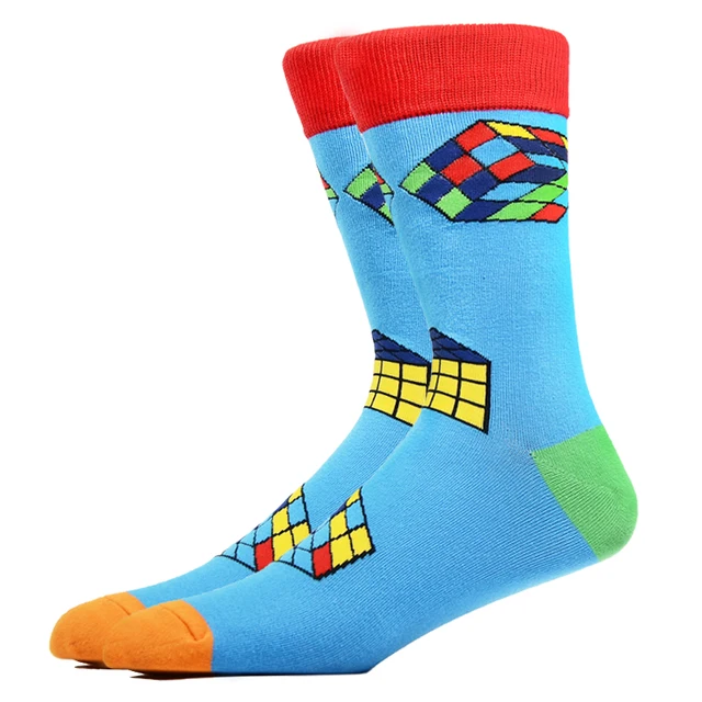 Fashion Men Happy Socks Combed Cotton Cartoon Animals Dog Cat Large Size Casual Women Cute Funny Harajuku Socks Colorful HK11017-5