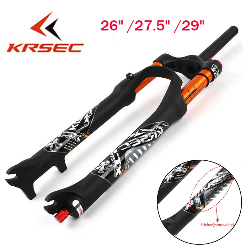 

KRSEC Suspension Fork 26/27.5/29" Air Forks MTB Bicycle Supention Fork Disc Brake 100mm Travel QR 9mm Mountain Bike Forks Parts