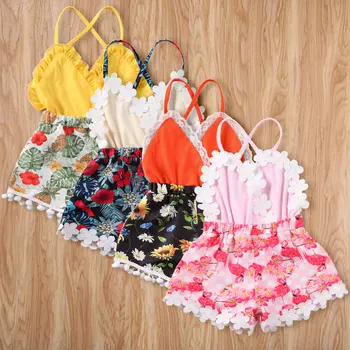

Canis Toddler Kids Baby Girls Lace Sunflower Romper playsuit Sunsuit Outfits Set
