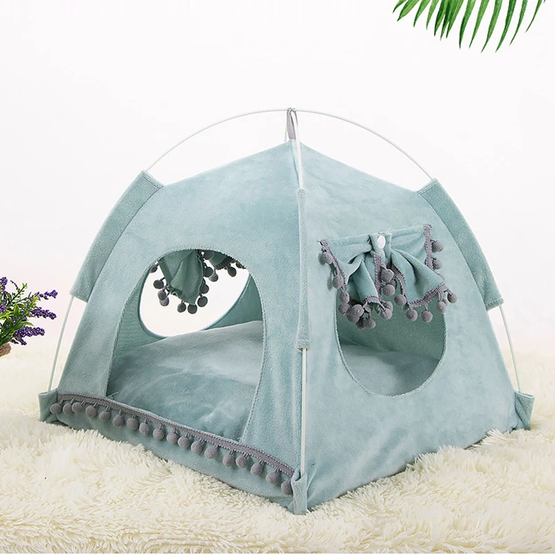 Sweet Princess Cat Tent House Pet Cats Bed  Portable Foldable Pet Dog Tent House Breathable Indoor Mesh Cat Small Dog Tent House