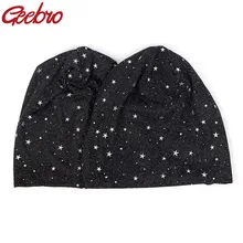 Geebro/женские модные шапки и кепки со звездами, мягкие тонкие хлопковые облегающие шапочки-шапочки, женские удобные удлиненная шапка