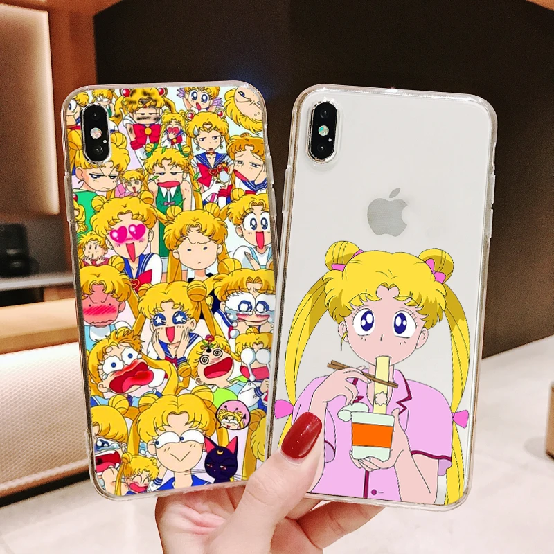 Чехол с японским аниме Сейлор Мун принцесса для iPhone 12 11 Pro Max X XR XS 8 7 6 Plus мини