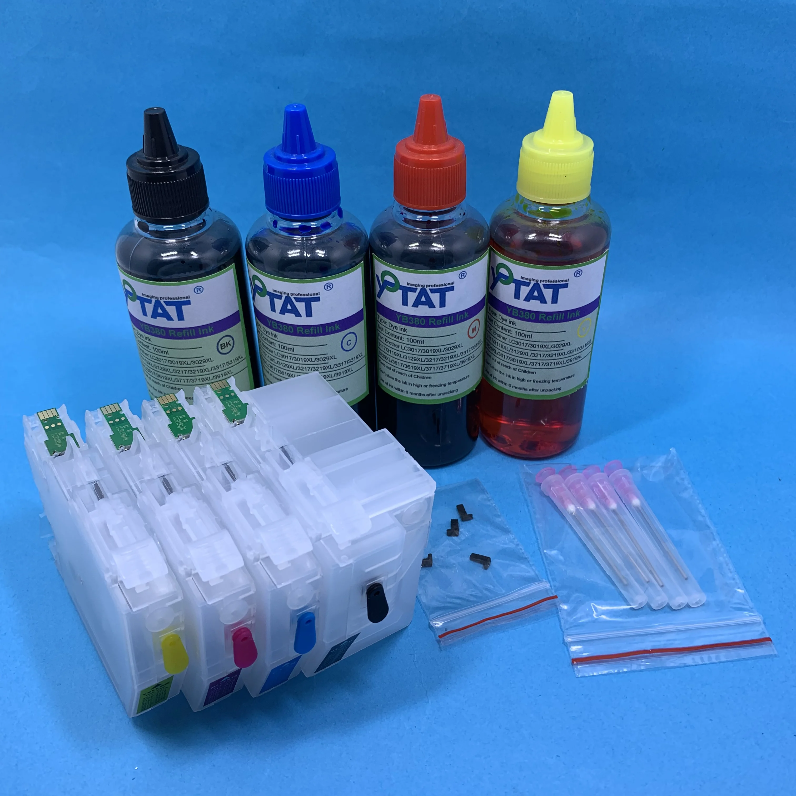 

YOTAT 4*100ml Dye Ink + Refillable Ink Cartridge LC3119 LC3119XL (LC3117) for Brother MFC-J6980CDW MFC-J6580CDW printer