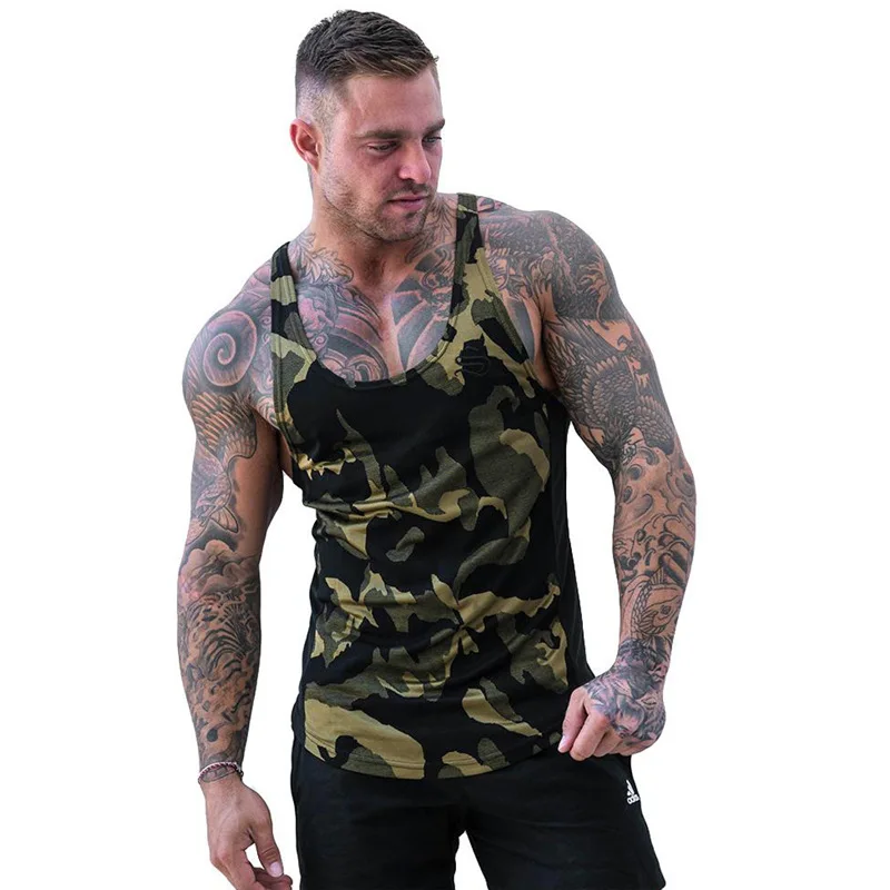 yellow camouflage Топы на бретелях для мужчин, Брендовые мужские рубашки без рукавов, летняя одежда, бодибилдинг, майка, повседневные Фитнес танки, футболки, размер m-xxxl - Цвет: yellow camouflage