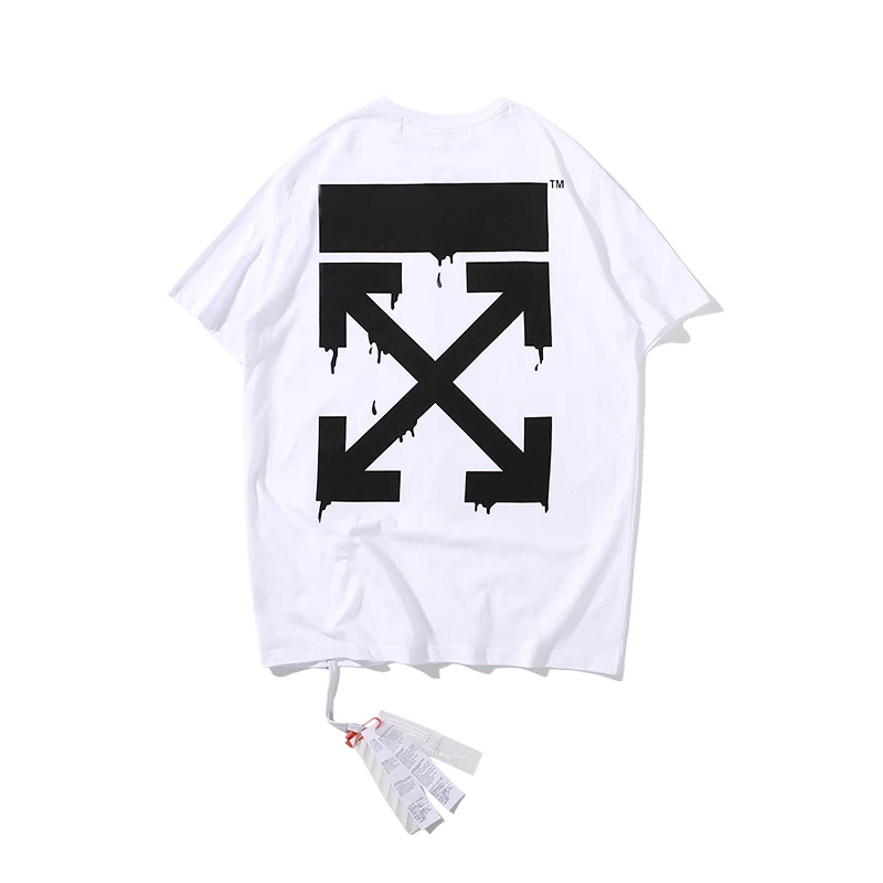 19ss Off-White OW Симпсон мультфильм мужчины/женщины унисекс Мода парные влюбленные модели хлопок случайный короткий рукав круглый вырез Футболка