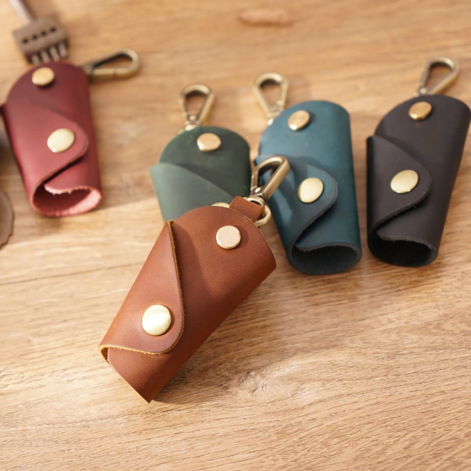 Vintage Genuine Leather Key Case and Multifunction Organizer Keychain