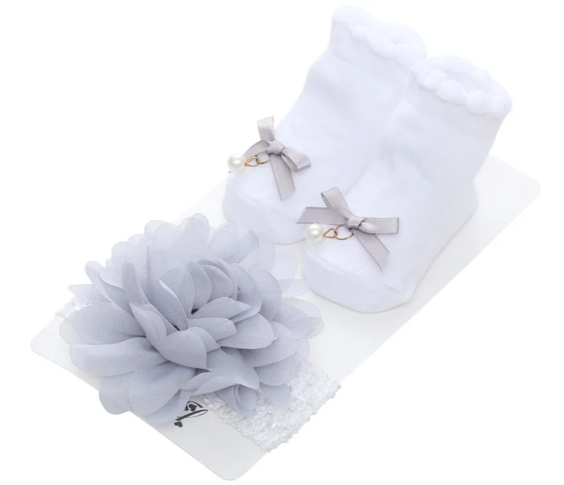 Детские вещи для новорожденных; однотонные Цвет кружевные детские носки принцессы с бантом Симпатичные Детские носки с бантиком+ повязка на голову, комплект реквизит для фотосессии Baby Shower