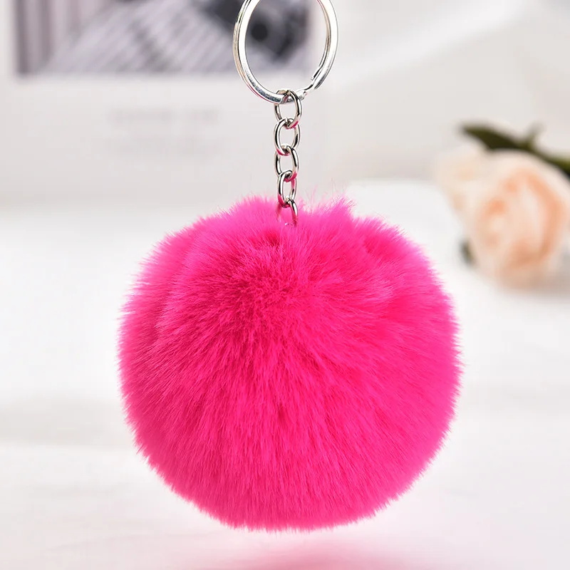 Fluffy Fur Pom Pom Keychain Soft Faux Rabbit Fur Ball Car Keyring
