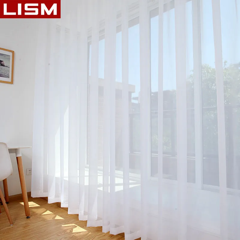 LISM tömör Fehérítőszer Tüll Kivétel nélküli curtains számára Eleven szoba dekorációs curtains számára Lá szoba Hálószoba konyhai Lepel organza curtains