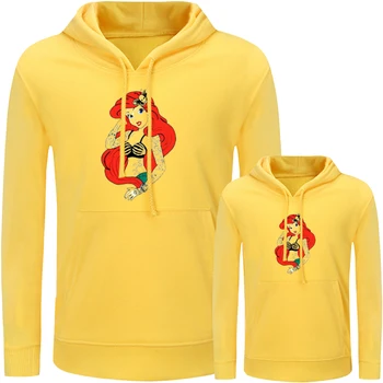 

Cute Mermaid Ariel Snow White Design Matching Family Outfits Hoodies Mom Daughter Sweatshirts Women Girl Printed Pullovers Gift
