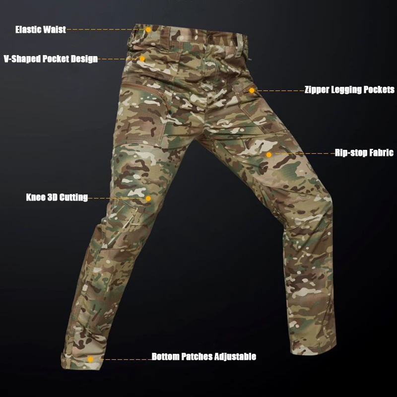 2019 камуфляжные тактические брюки карго для мужчин с несколькими карманами военный армейский боевой брюки длинные Multicam Shoot Hunt рабочие брюки
