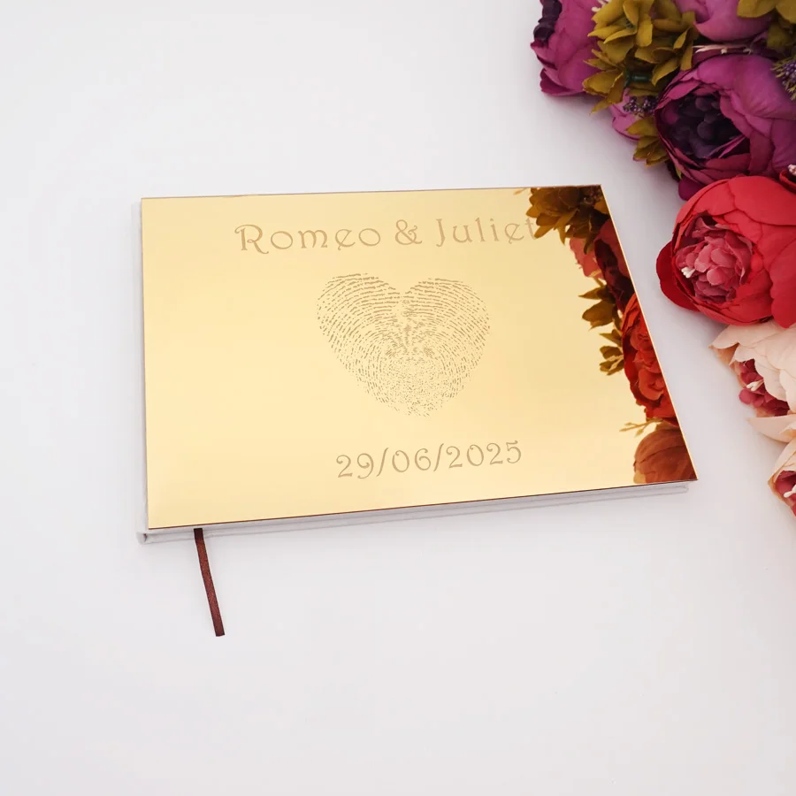 4 Style Choose Horizontal Book Wedding Signs Signature Guestbook Bride Groom Name Memorial Day Mirrored Cover Party Decor wedding guest book