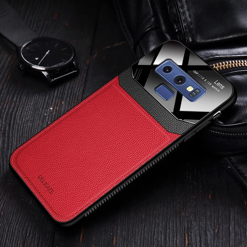 Чехол, для samsung Galaxy Note 9 8 Note9 Note8 на кожаное зеркало стекло силиконовый ударопрочный чехол для телефона с подвесками в виде милых чехол s - Цвет: Red