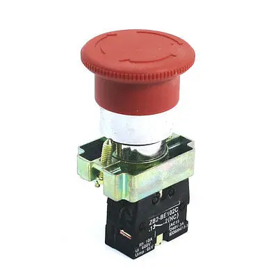 

AC 240V 3A SPST 1NC Circuit Control Self-Locking Mushroom Pushbutton Switch