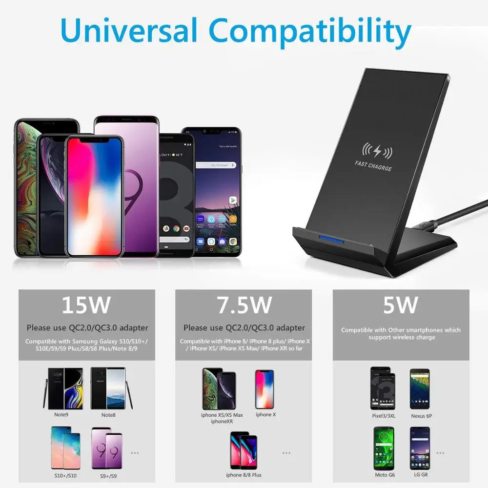 FDGAO 15 Вт Qi Беспроводное зарядное устройство Quick Charge 3,0 зарядная подставка для iPhone 11 Pro X XS MAX XR samsung S10 S9 с 2 катушками держатель для зарядки