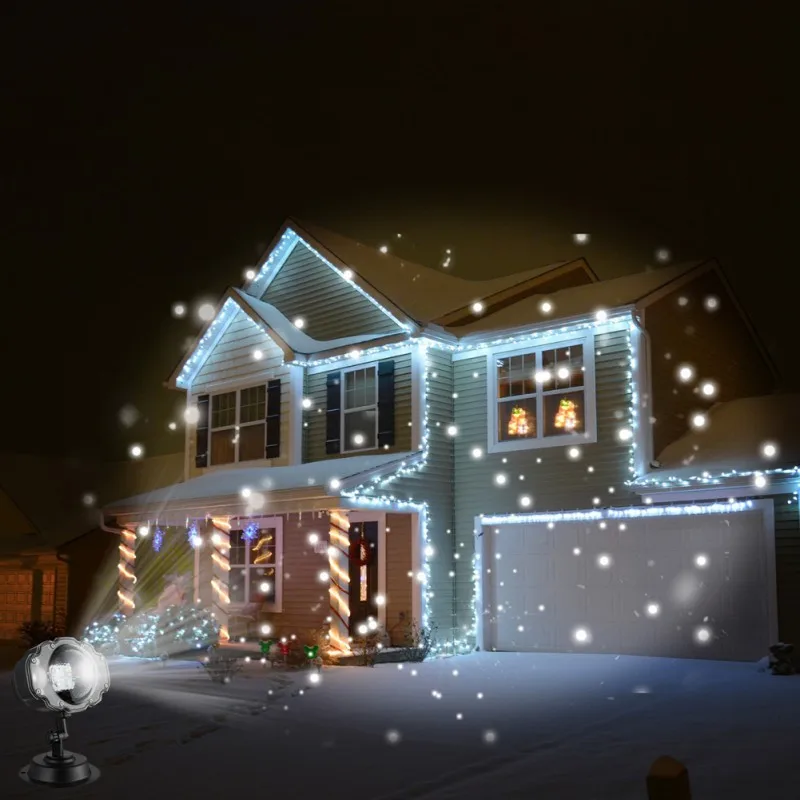 Рождественский прожектор с эффектом снегопада огни Рождественский пейзаж движения проектор огни с дистанционным управлением Открытый 16.4ft кабель питания