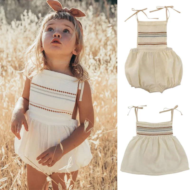 2020 liilu summer Baby Girl Clothes Sets Lovely Pattern Tomato peaches plaid Print Toddler Sling Blouse Bloomer dress |