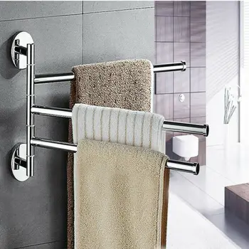 

2020 HOT 1Pcs Bathroom Towel Holder Stainless Steel Swivel 2/3/4 Swing Arm Bar Rails Rack Wall Mounted Hanger