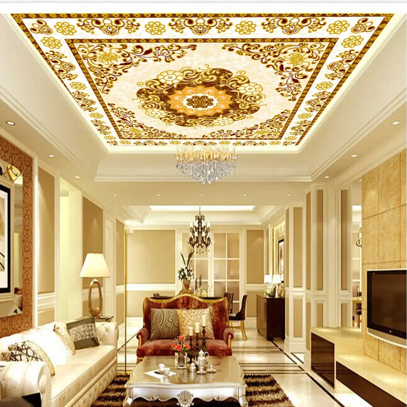 

Seamless 3D Large Mural European Style Ceiling Wallpaper Living Room Bedroom Zenith Wallpaper Hotel KTV Ceiling Wall Cloth