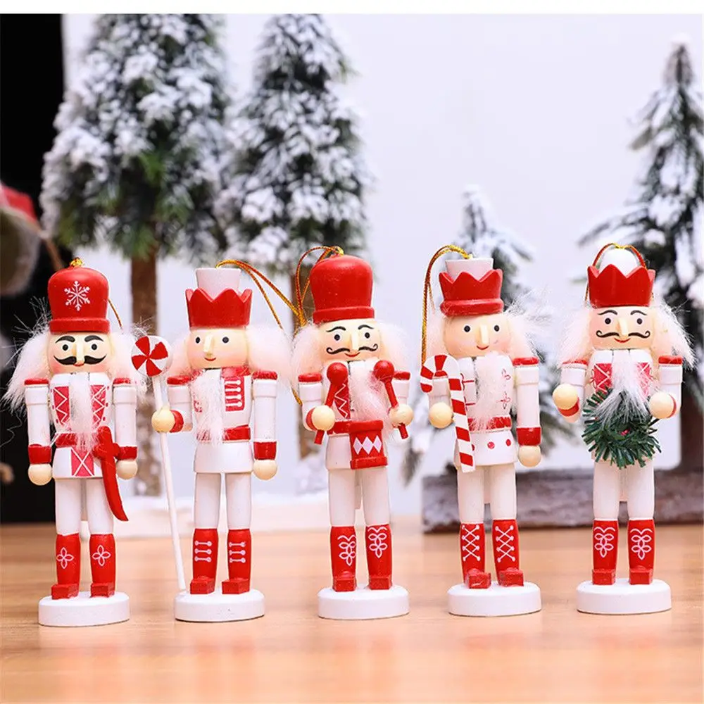 

New Year Band Dolls Desktop Ornaments Wooden Nutcracker Doll Walnuts Soldiers Nutcracker Puppet Miniature Figurines