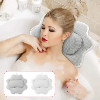 

Bath Pillow Non-Slip 5D Air Mesh Bathtub SPA Cushion Headrest with 4 Suction Cups for Head Neck Back Shoulder Support