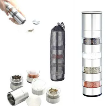 

Outdoor camping portable seasoning box transparent plastic stainless steel seasoning seasoning jar barbecue seasoning bottle WY5