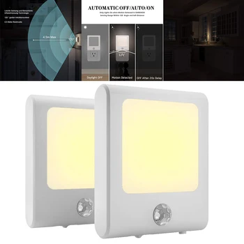 

2X LED Socket Night Light Emergency Wall Lamp Warm White with Motion Detector For Home Bedroom Lighting Decoration