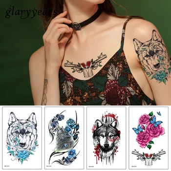

glaryyears 1 Sheet Tiger Pattern Makeup Temporary Tattoo Sticker Fake Flash Waterproof Fashion Small Body Art Men Women TBS