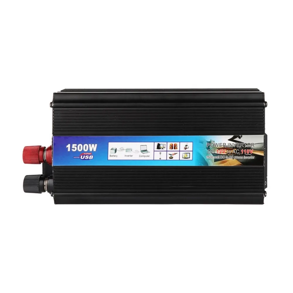 Модифицированный синусоидный инвертор DC 12 V/24 V к переменному току 220V 1500W с универсальным гнездом USB Порты и разъёмы для автомобиля на солнечной батарее Мощность инвертор