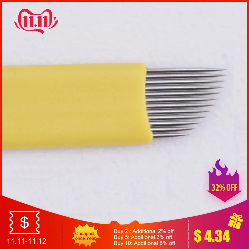 

10Pcs Biomaser Permanent Makeup Eyebrow Tatoo Blade Microblading Needles For 3D Embroidery Manual Tattoo Pen Machine