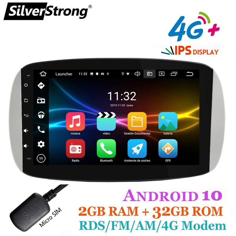 9 дюймов IPS 4G интернет Android10 GPS автомобильное радио для Mercedes Smart 453 fortwo forfour 2015 2018 Navi TPMS CarPlay|Мультимедиаплеер