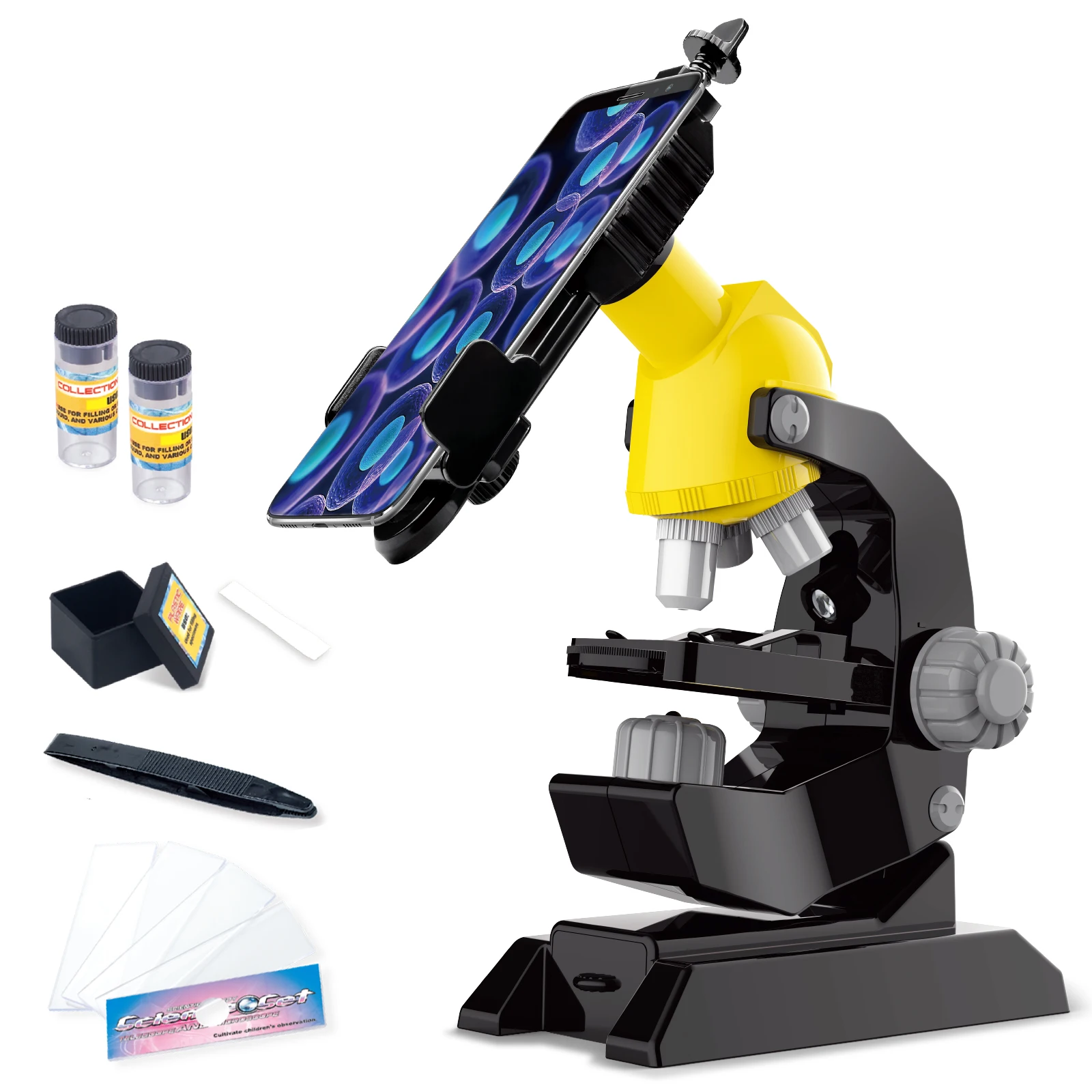 

New Microscope Kit Lab LED 100X-400X-1200X Home School Educational Toy Gift Refined Biological With Retail Box For Kids Child