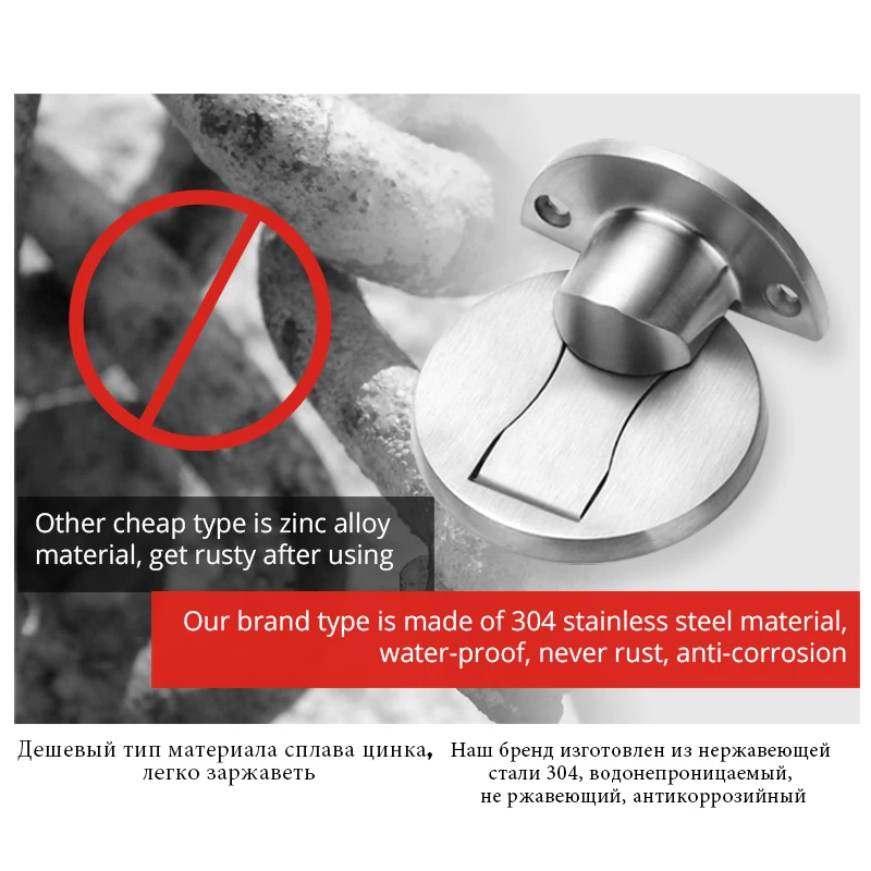 Door Stopper Magnetic Door Stopper NAIERDI Magnetic Door Stopper 304 Stainless Steel Magnet Door Stops Holder Hidden Catch Floor Doorstop Toilet Furniture Hardware