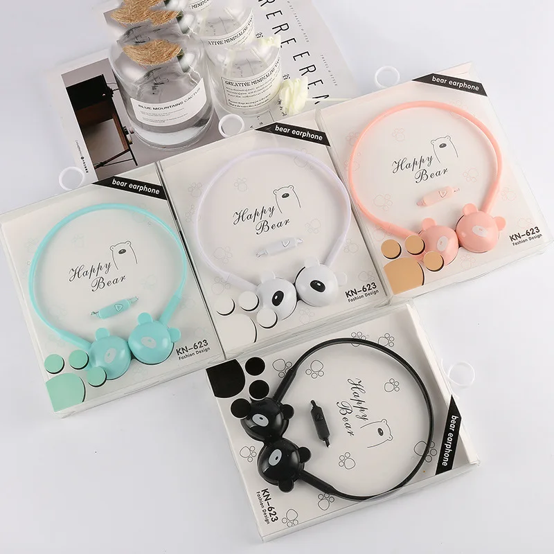 Cute Bear Headphones with Mic Stereo Wired Neckband for Kids Adult Gift Phone PC Game Headsets 3 5mm Jack 2020 Wholesale
