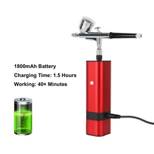 Mini Compressor Set Red Machine with Gravity Type Spray Gun for Art Model Body Paint Artist Makeup Nail Tattoos Cake Tools