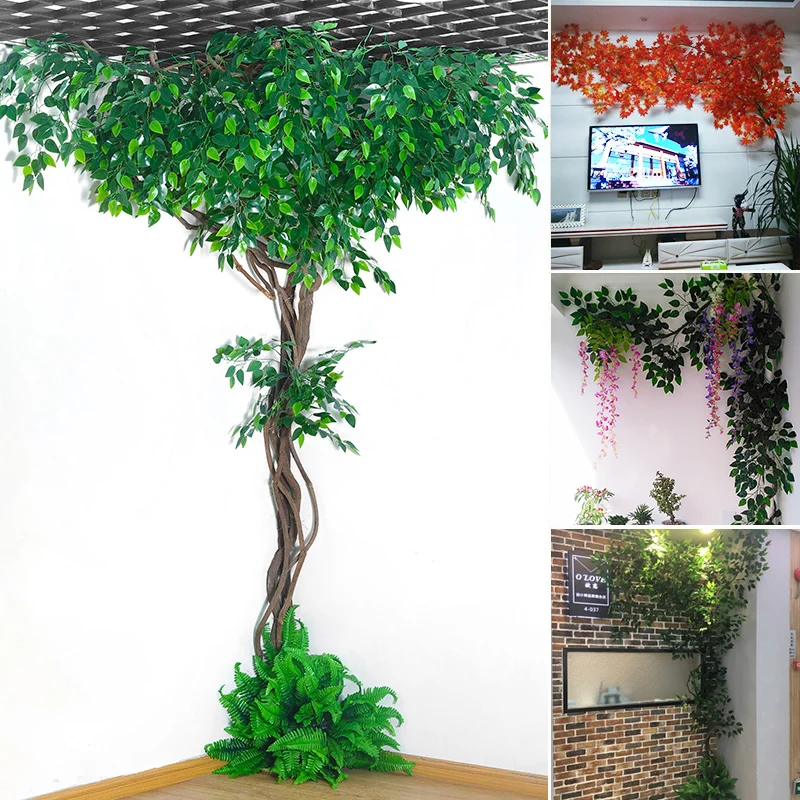 

Leaf Plants Decorate Pseudofoliate Plastic Rattan Branches Fig Trees Tengshan Rattan Trees Wilt and Green Planting Christmas