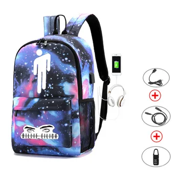 

Billie Eilish Waterproof Anti-theft Laptop Backpack for Teenage Boys Girls Student USB Charging School Knapsack