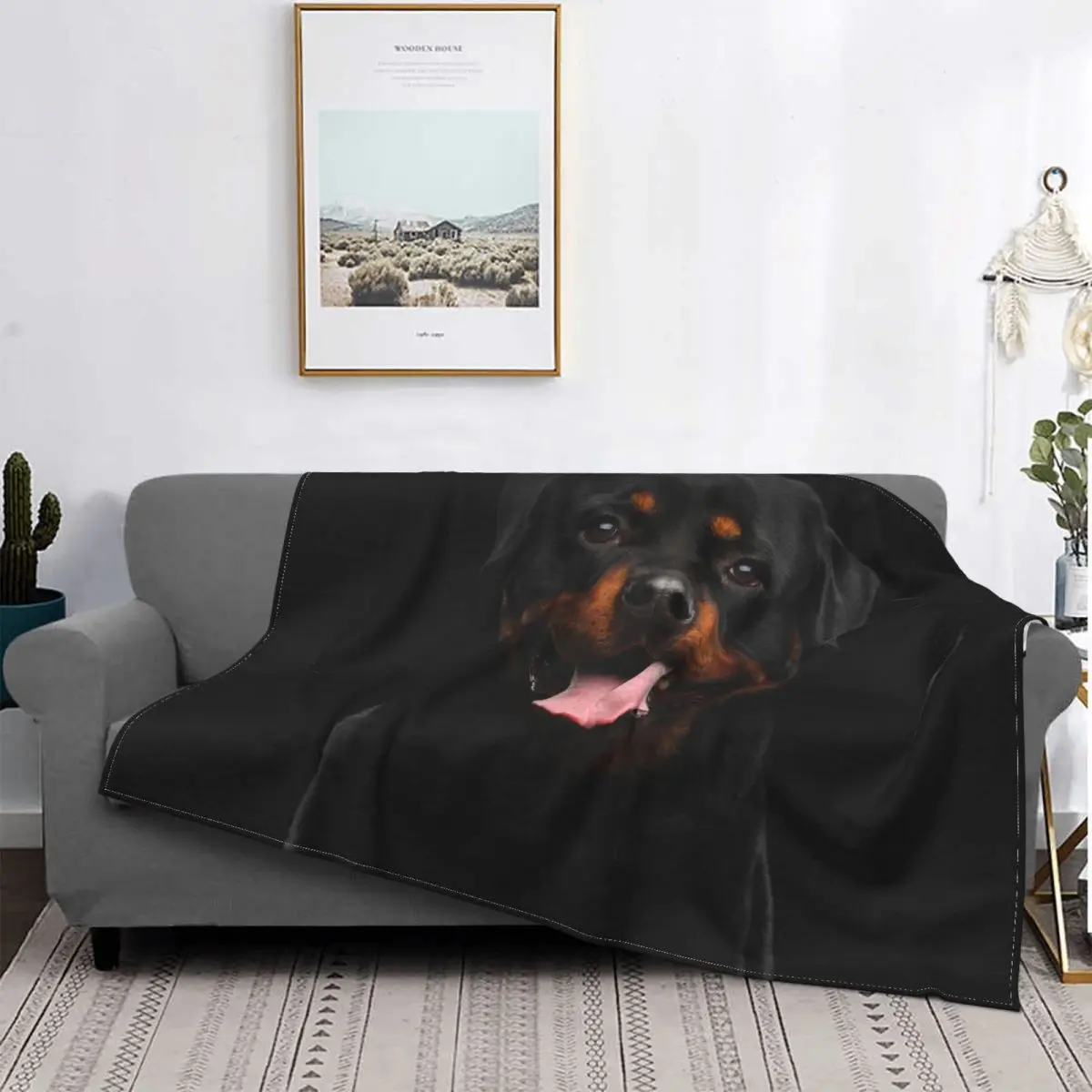 

Rottweiler Dog Blanket Flannel Gift for Animal Dogs Lover Lightweight Throw Blankets for Airplane Travel Bedspread