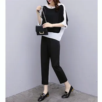 

Summer 2019 two-piece sportswear, custom color women's suit, large size 3xl pants suit and top KN51