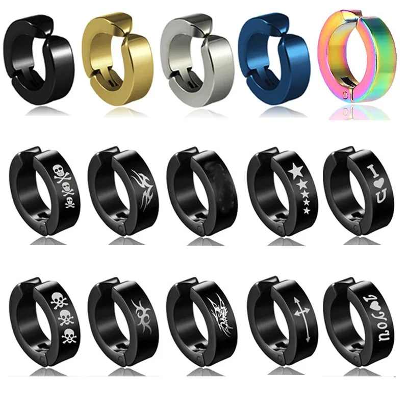Ear Clip Earrings 1 Pc Ear Clip Non Piercing Earrings Fake Earrings For Men Circle Round Earring Fashion Punk Rock Style Jewelry Gift ear clip earrings clip earrings ear clip ear accessories