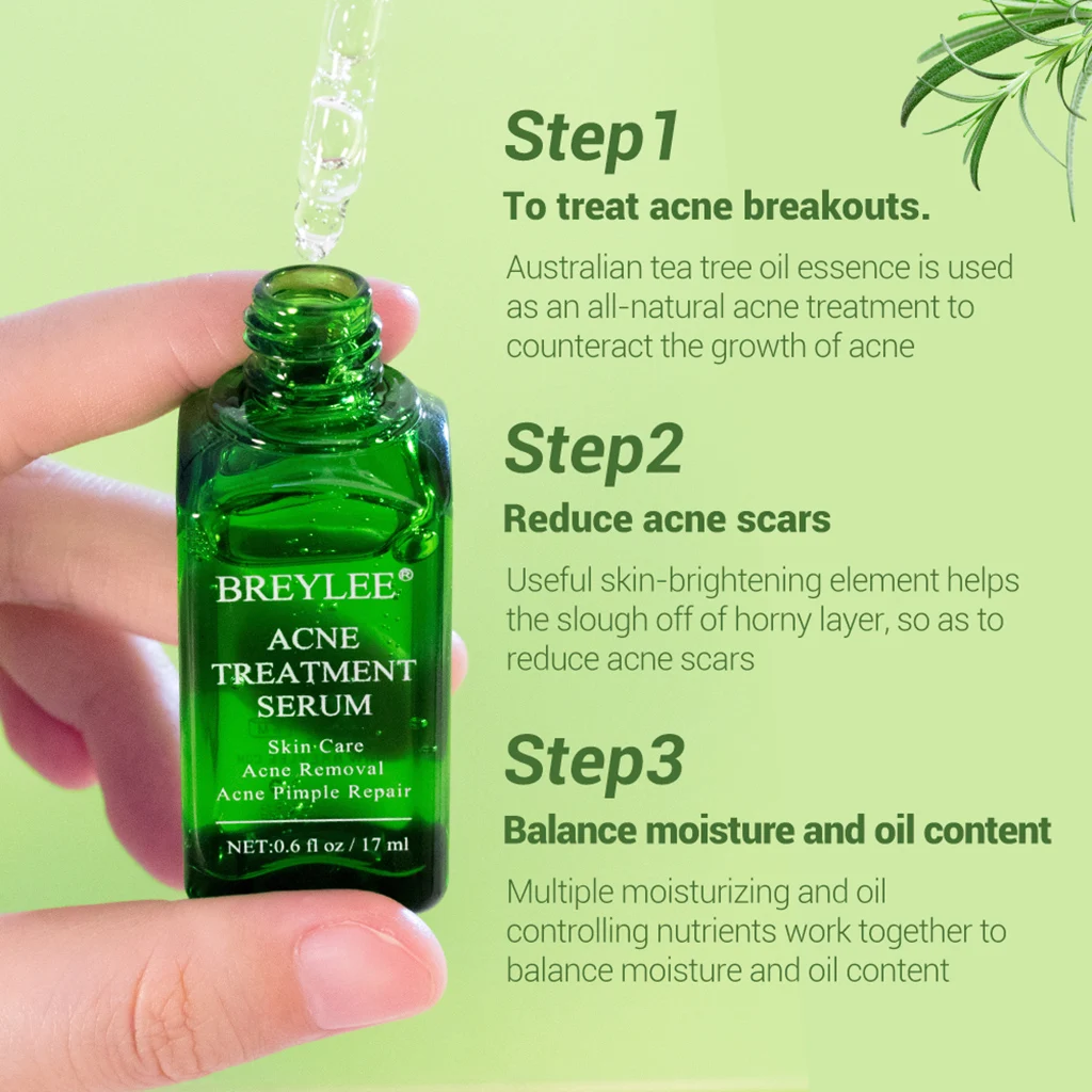 BREYLEE 17ml Acne Treatment Face Serum Mask Anti Acne Pimple Scar Remover Moisturizing Whitening Skin Care Facial Essence Cream 